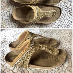 Sam Edelman gold beaded sandals